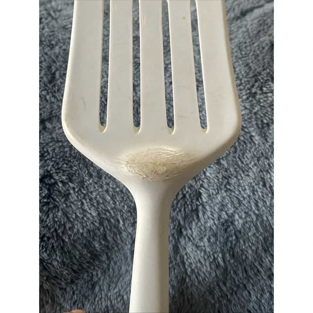 Vintage White Fruit Design MELAMINE WARE‎ SLOTTED SPATULA & SERVING SPOON